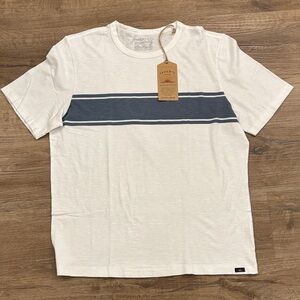 NWT - Faherty White Tee with Blue Stripe